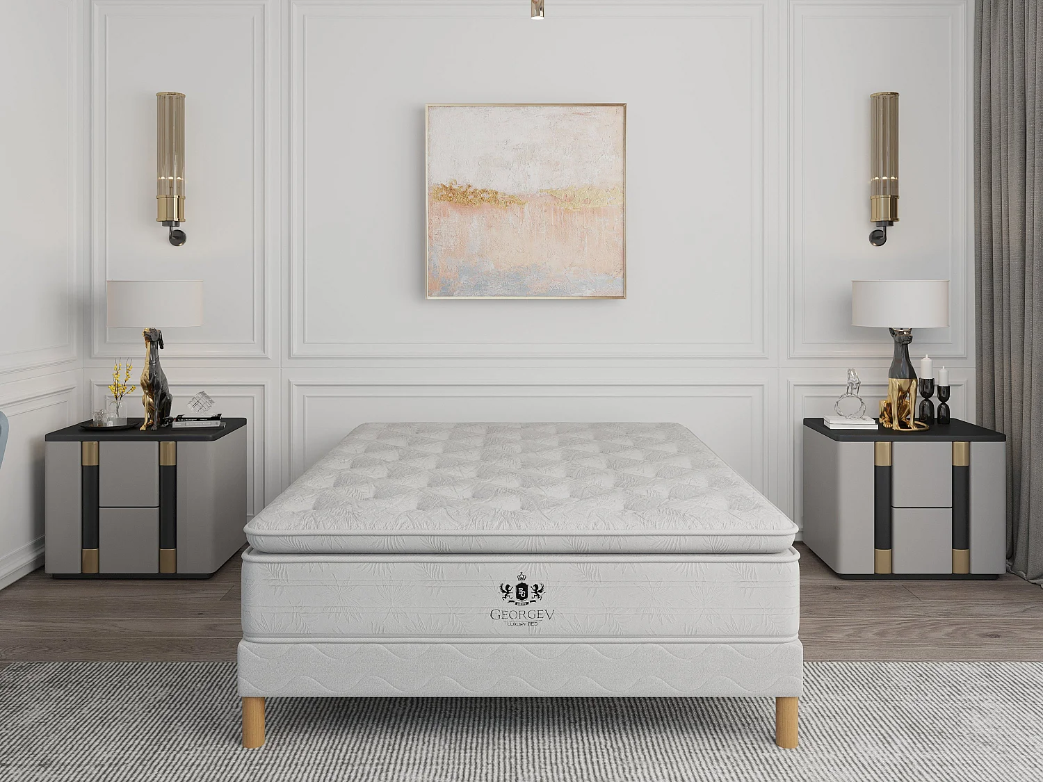Matelas George v supreme 180x200 cm Hauteur 30 cm tissu velours mousse alvéolée ressorts ensachés confort hôtel de luxe