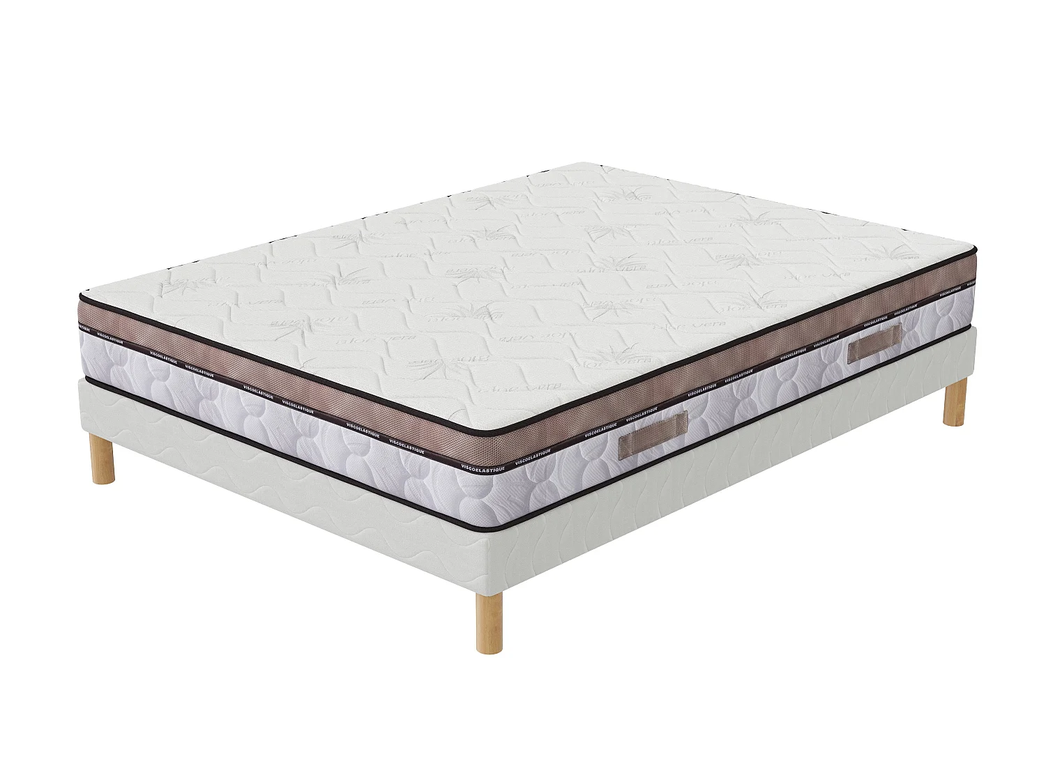 Ensemble Natura Memory 180x200 cm Hauteur 22 cm Mousse à Mémoire de Forme avec Sommier Tapissier Soutien équilibré Eite