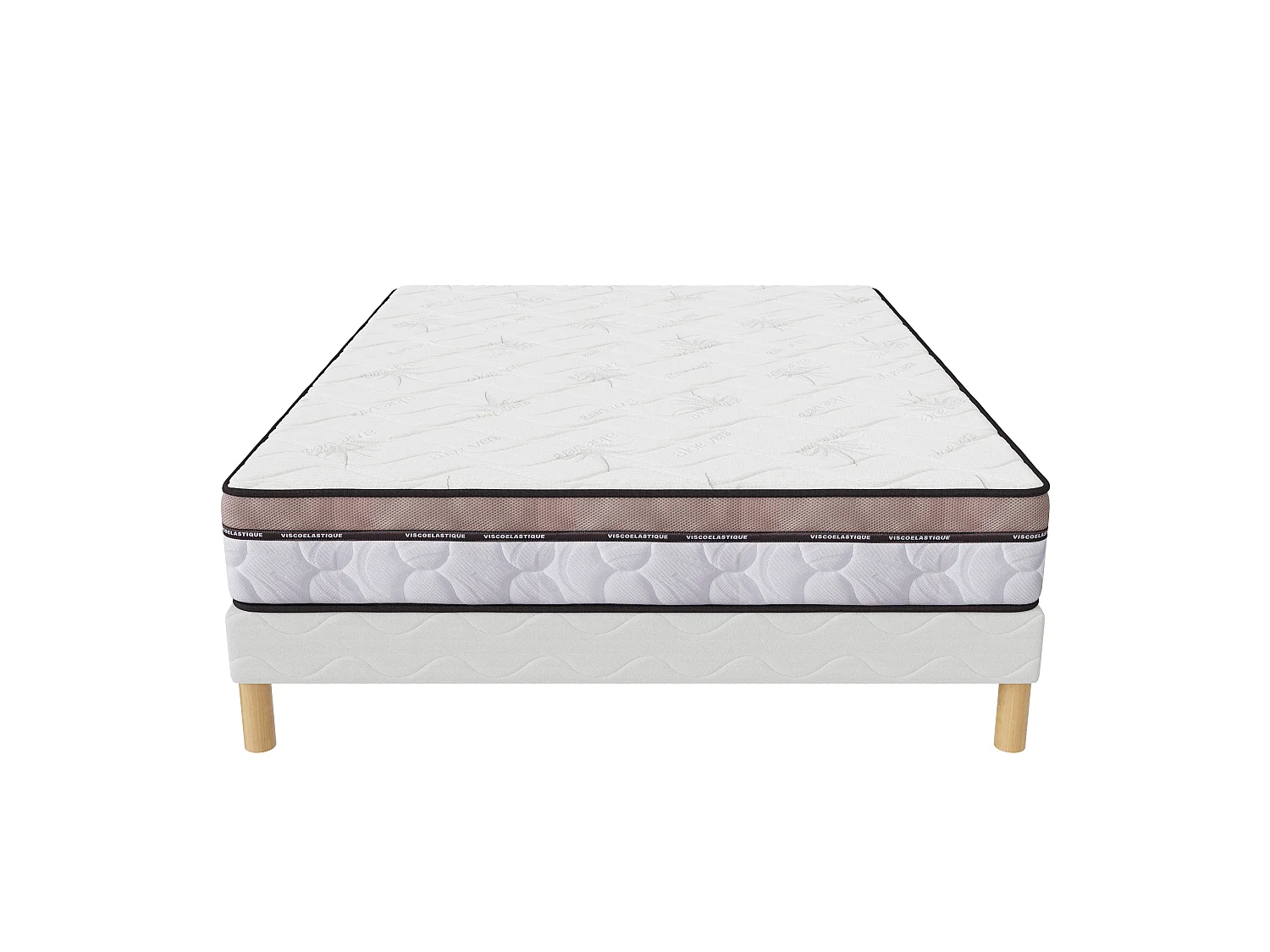 Ensemble Natura Memory 180x200 cm Hauteur 22 cm Mousse à Mémoire de Forme avec Sommier Tapissier Soutien équilibré Eite