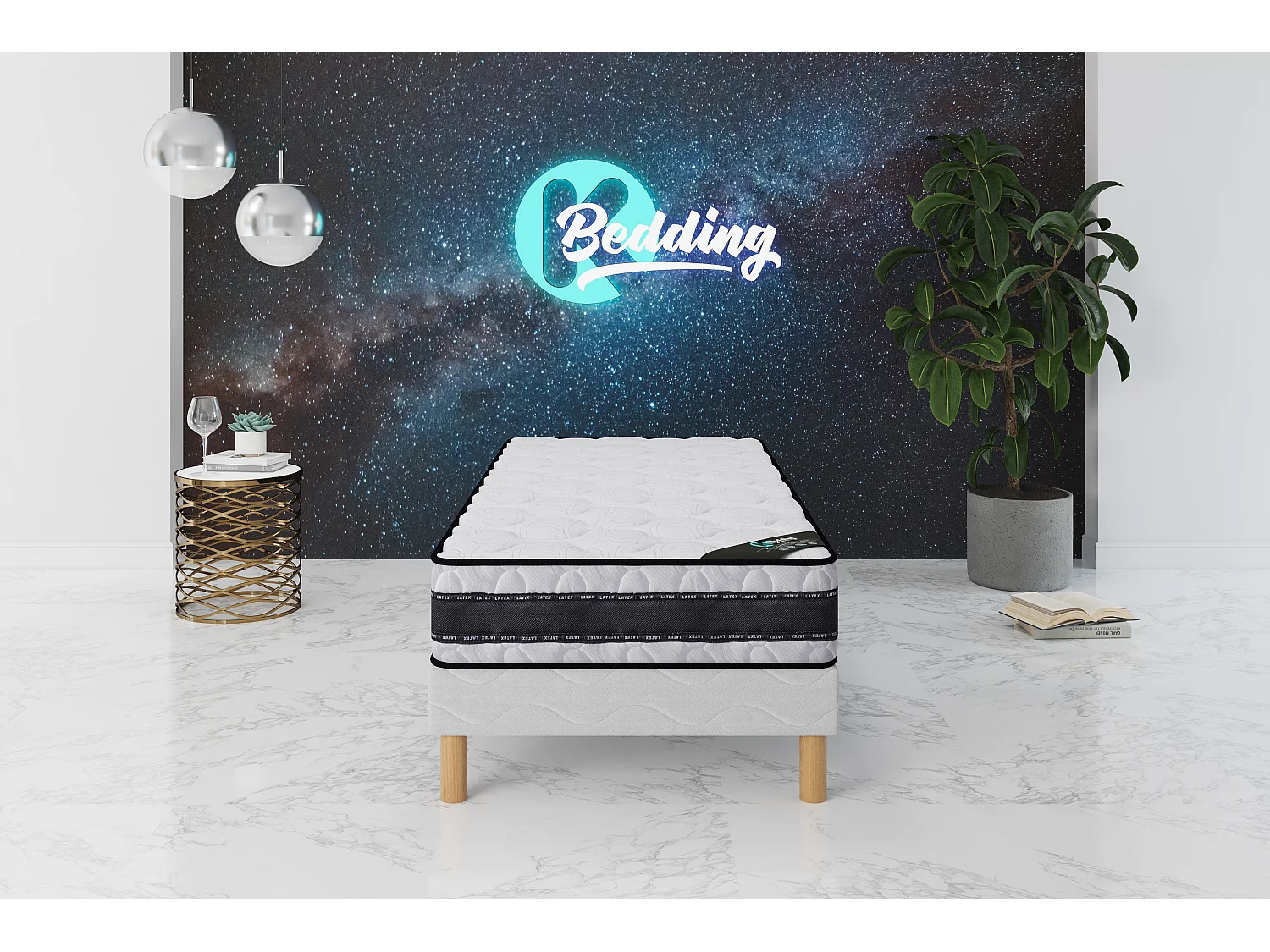 MEDICARE |Ensemble Matelas 90x190 Latex Hauteur 22cm