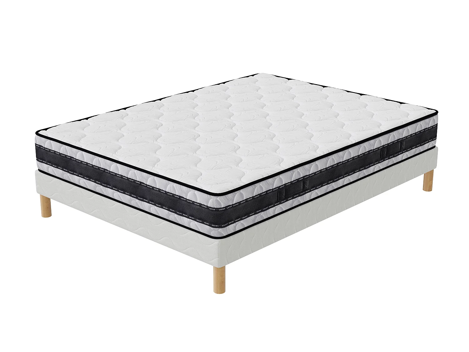 Ensemble Medicare Latex 180x200 cm Hauteur 22 cm Couchage Latex avec Sommier Tapissier 2 Blocs Soutien mi-ferme
