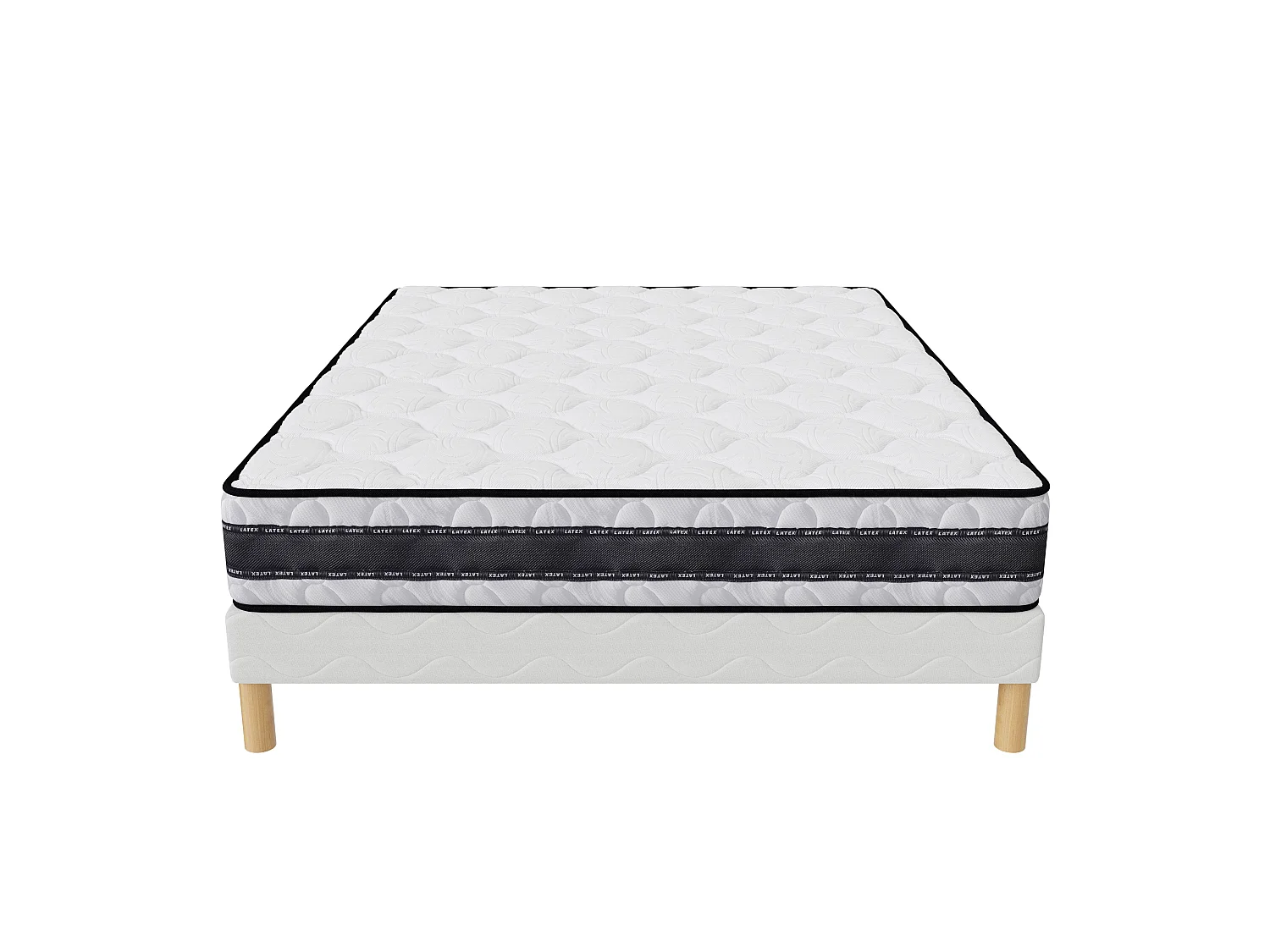 Ensemble Medicare Latex 180x200 cm Hauteur 22 cm Couchage Latex avec Sommier Tapissier 2 Blocs Soutien mi-ferme