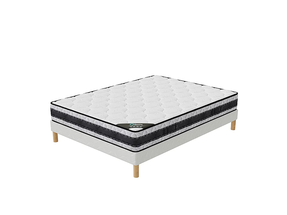 Ensemble Medicare Latex 180x200 cm Hauteur 22 cm Couchage Latex avec Sommier Tapissier 2 Blocs Soutien mi-ferme