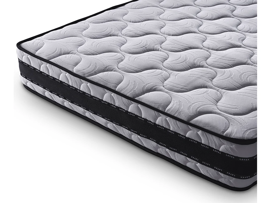 Ensemble Medicare Latex 160x200 cm Hauteur 22 cm Couchage Latex avec Sommier Tapissier pin massif Soutien mi-ferme