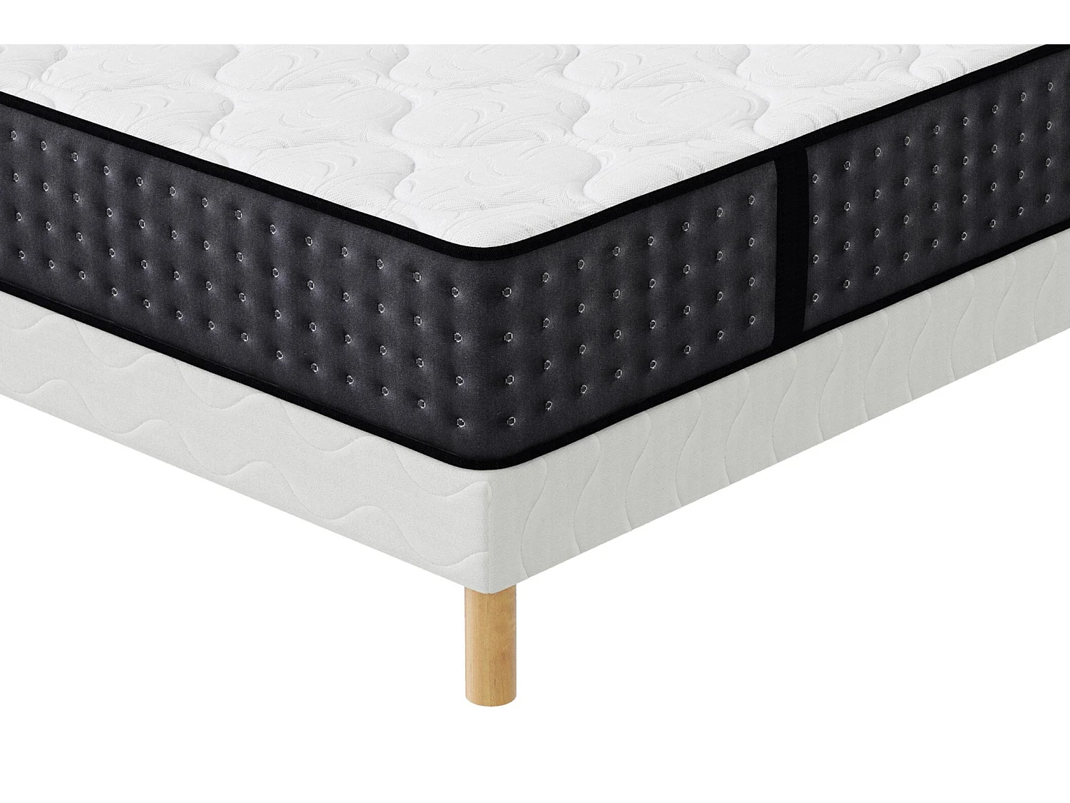 Ensemble Cosmos 180x200 cm Hauteur 26 cm Mousse Techno Foam haute densité avec Sommier Tapissier 2 Blocs Confort mi-ferme