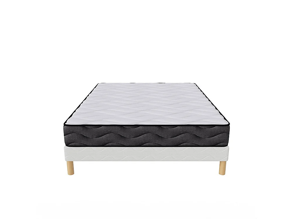 Ensemble Matelas Mousse 3D Respirant + Sommier 140x190 cm Hauteur 20 cm