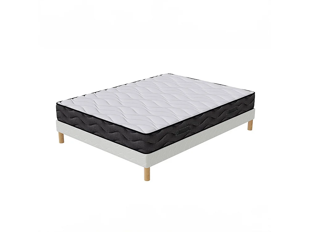 Ensemble Matelas Mousse 3D Respirant + Sommier 140x190 cm Hauteur 20 cm