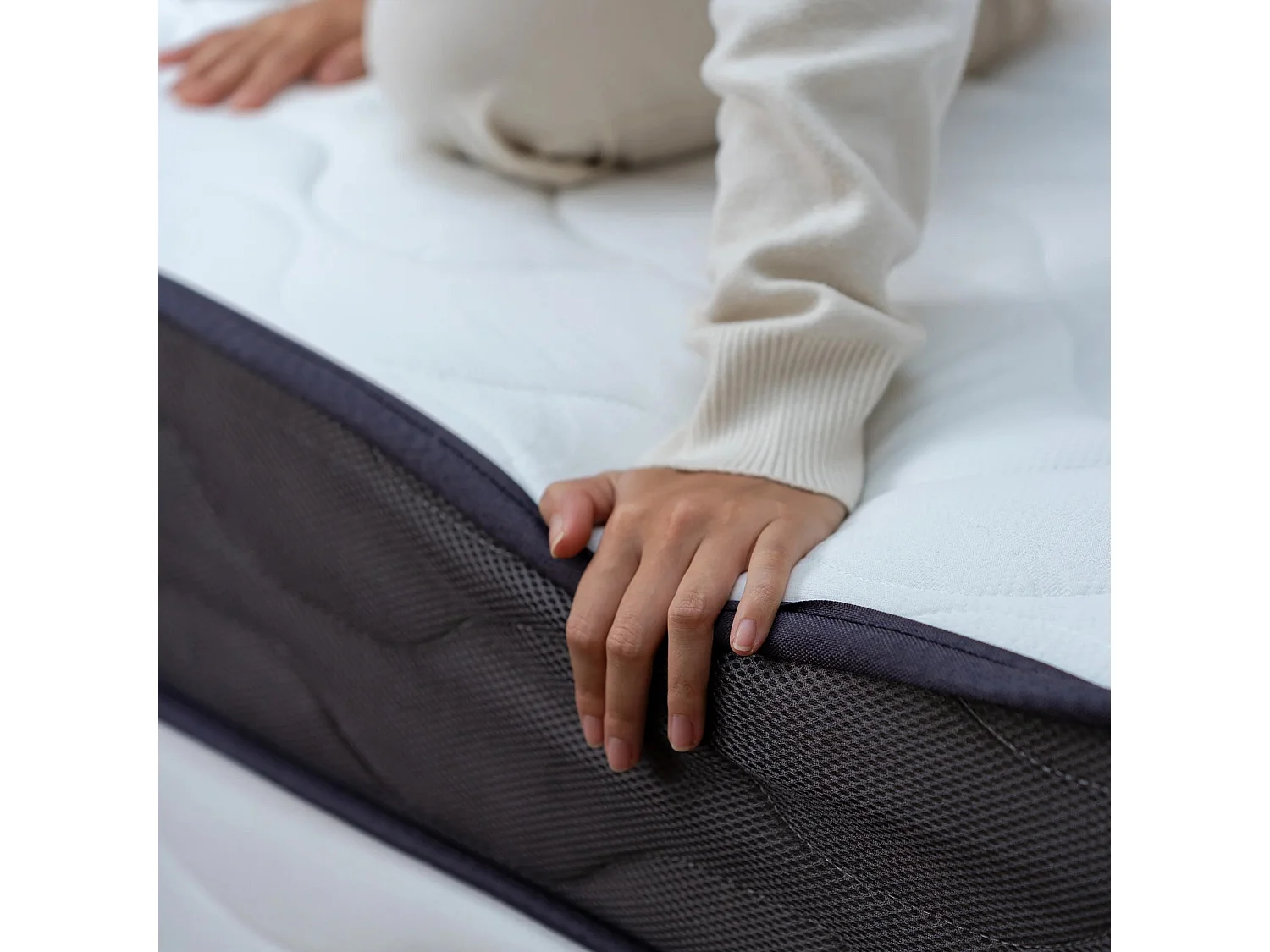 Ensemble Matelas Mousse 3D Respirant + Sommier 90x190 cm Hauteur 20 cm