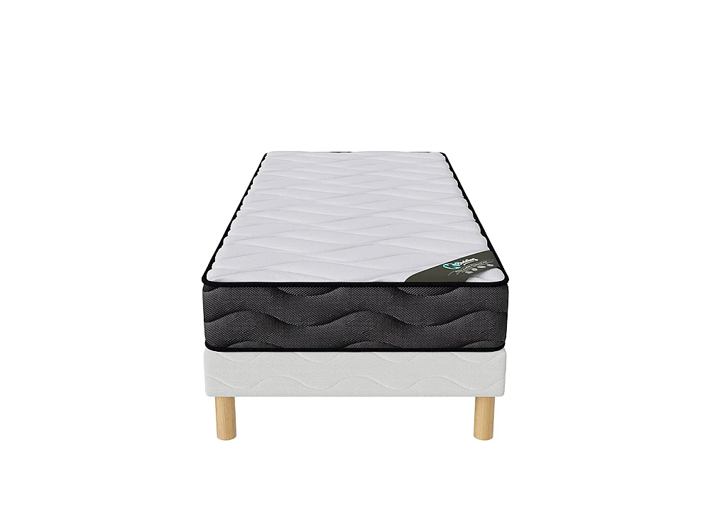 Ensemble Matelas Mousse 3D Respirant + Sommier 90x190 cm Hauteur 20 cm