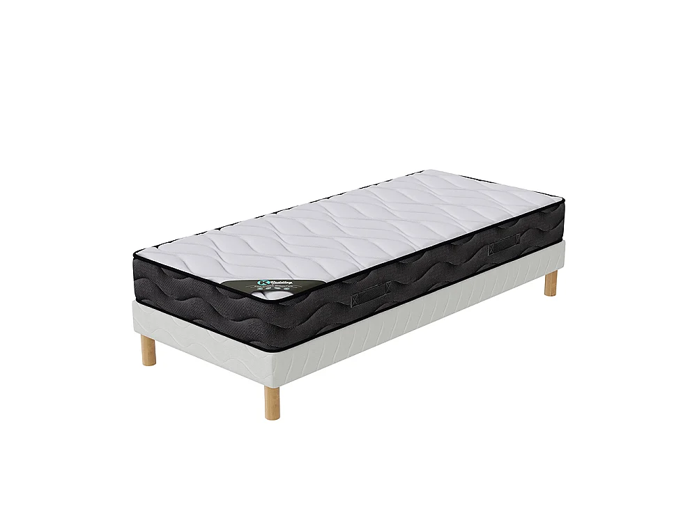 Ensemble Matelas Mousse 3D Respirant + Sommier 90x190 cm Hauteur 20 cm