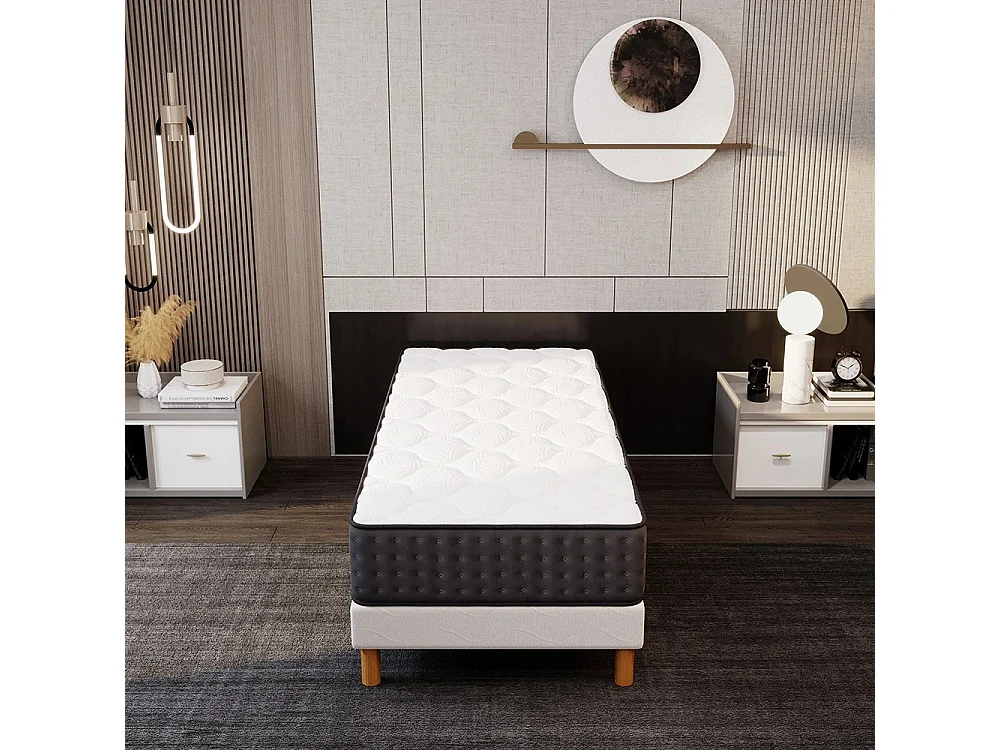 Ensemble Sommier + Matelas Cosmos 26 cm – 90x190 – Mousse Polyuréthane