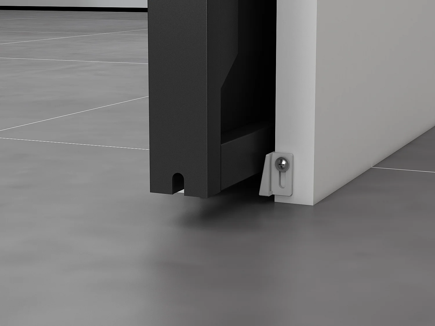 Skydedør i atelierstil med galandage-system - Sort og hærdet glas - H205 x L83 cm - ARTISTO II