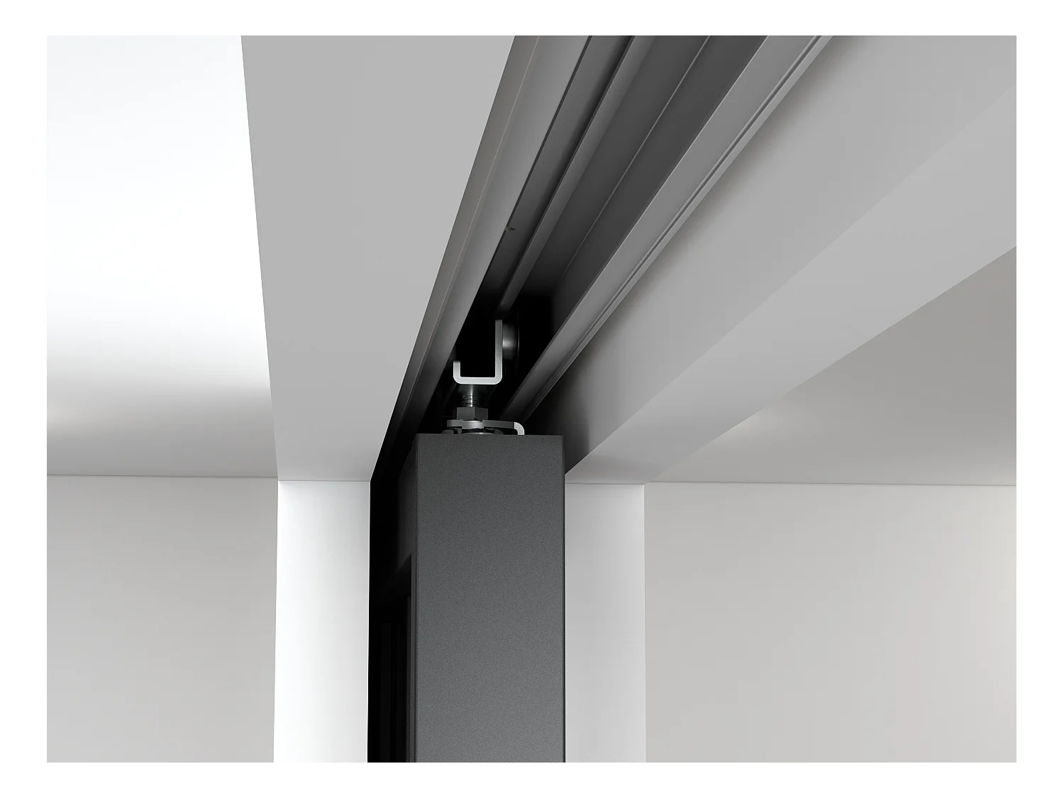 Puerta corredera estilo taller empotrada - Negro y cristal templado esmerilado - Alt. 205 x Ancho 83 cm - ARTISTO II