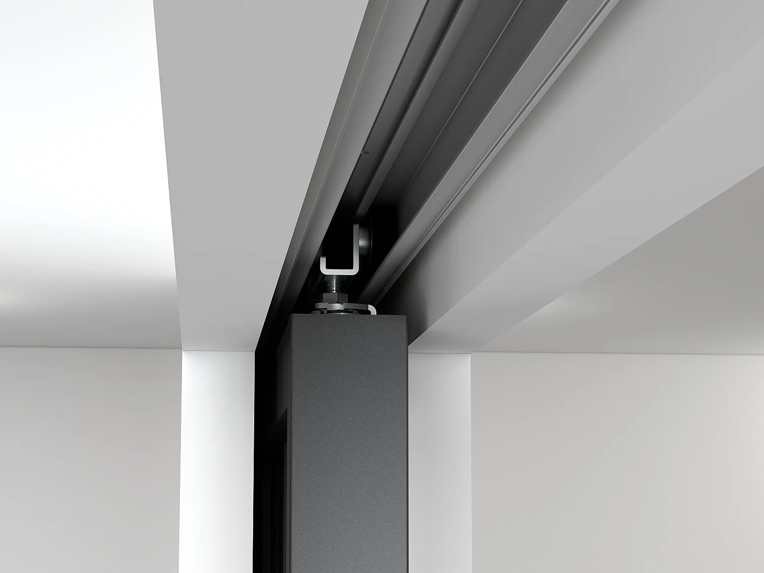 Dubbele schuifdeur met werkplaatsstijl met schuifsysteem - Zwart en mat gehard glas - 2 x H205 x B83 cm - ARTISTO II