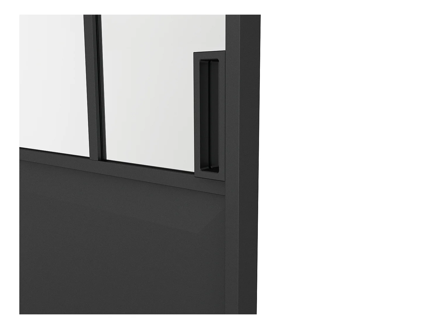 Porte coulissante double atelier avec système à galandage - Noir et verre trempé dépoli - 2 x H205 x L83 cm - ARTISTO II
