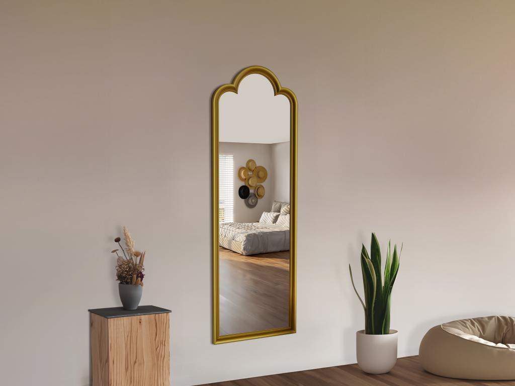 Bogenförmiger Vintage-Spiegel - Paulownia-Holz - 84,5 x 139 cm - Goldfarben günstig online kaufen