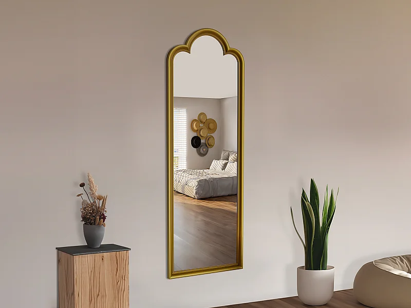 Espejo vintage de madera de paulownia - L. 84.5 x Alt. 139 cm - Dorado - MEINI