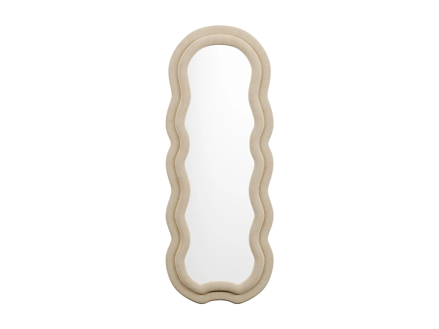 Miroir organique en velours - L. 60 x H. 160 cm - Beige - LINOA