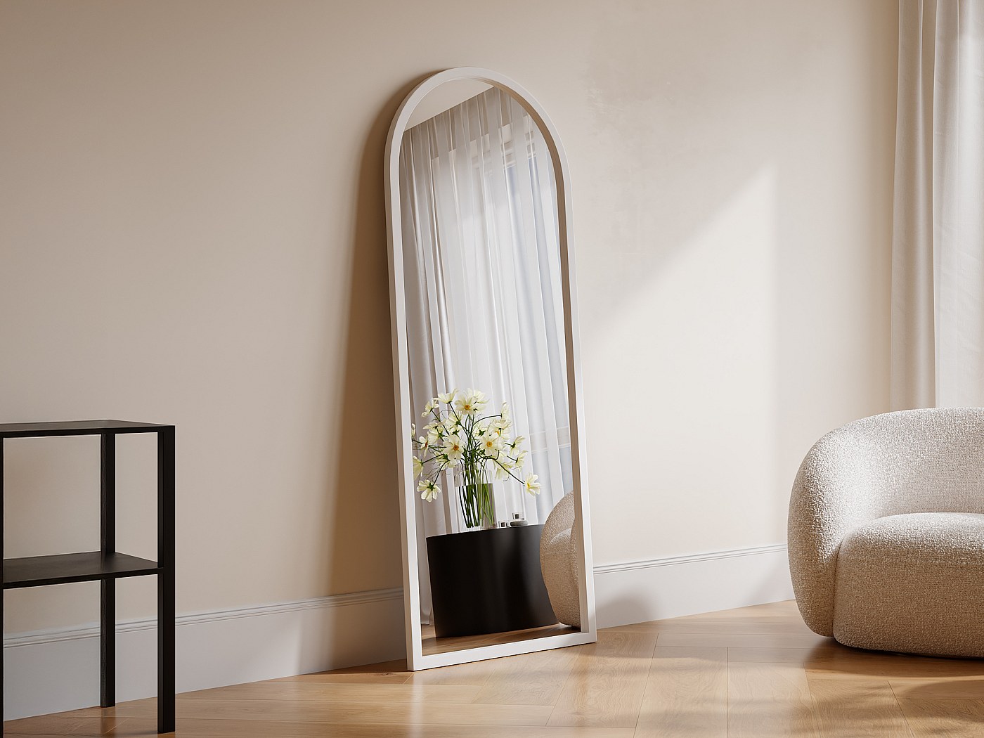 Specchio Da Parete,Specchio Da Bagno,Specchiera Nero 40x80 Cm Arco In Ferro Cfw74654 90635316