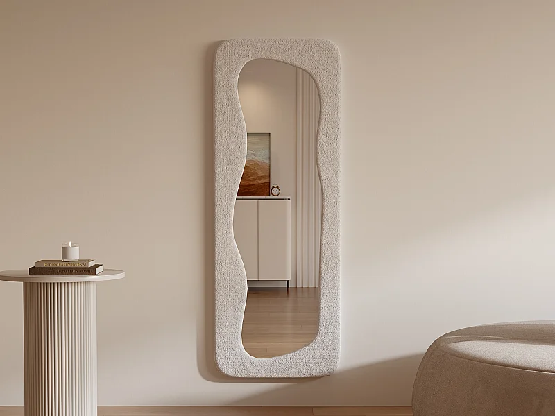 Miroir organique en tissu bouclette - L. 60 x H. 160 cm - Ivoire - HAIMEI
