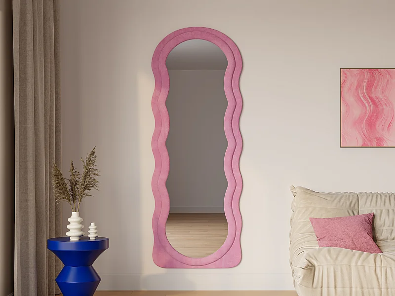 Specchio organico L. 65 x H. 170 cm in Velluto Rosa - AYANI