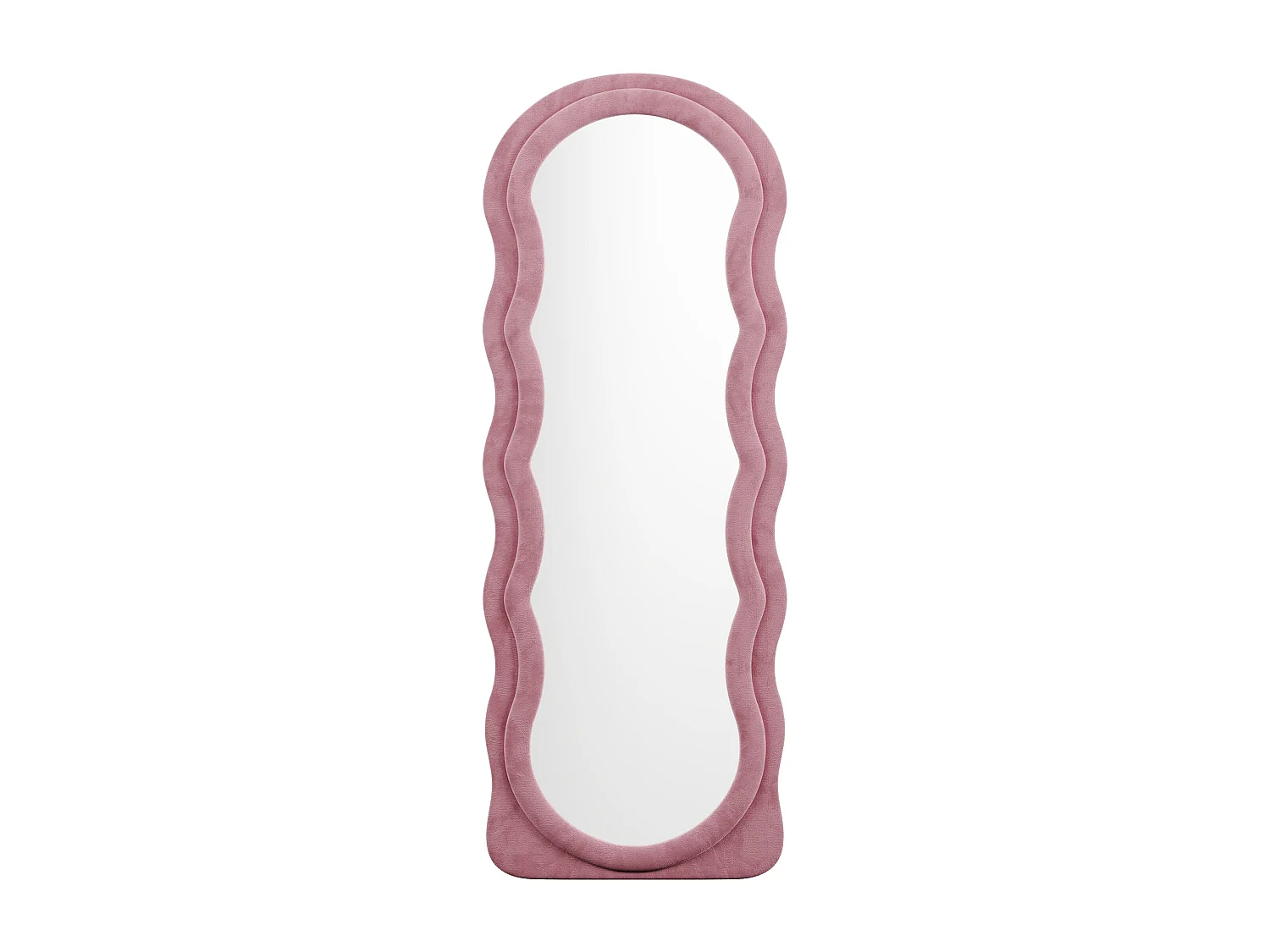 Miroir organique en velours - L. 65 x H. 170 cm - Rose - AYANI