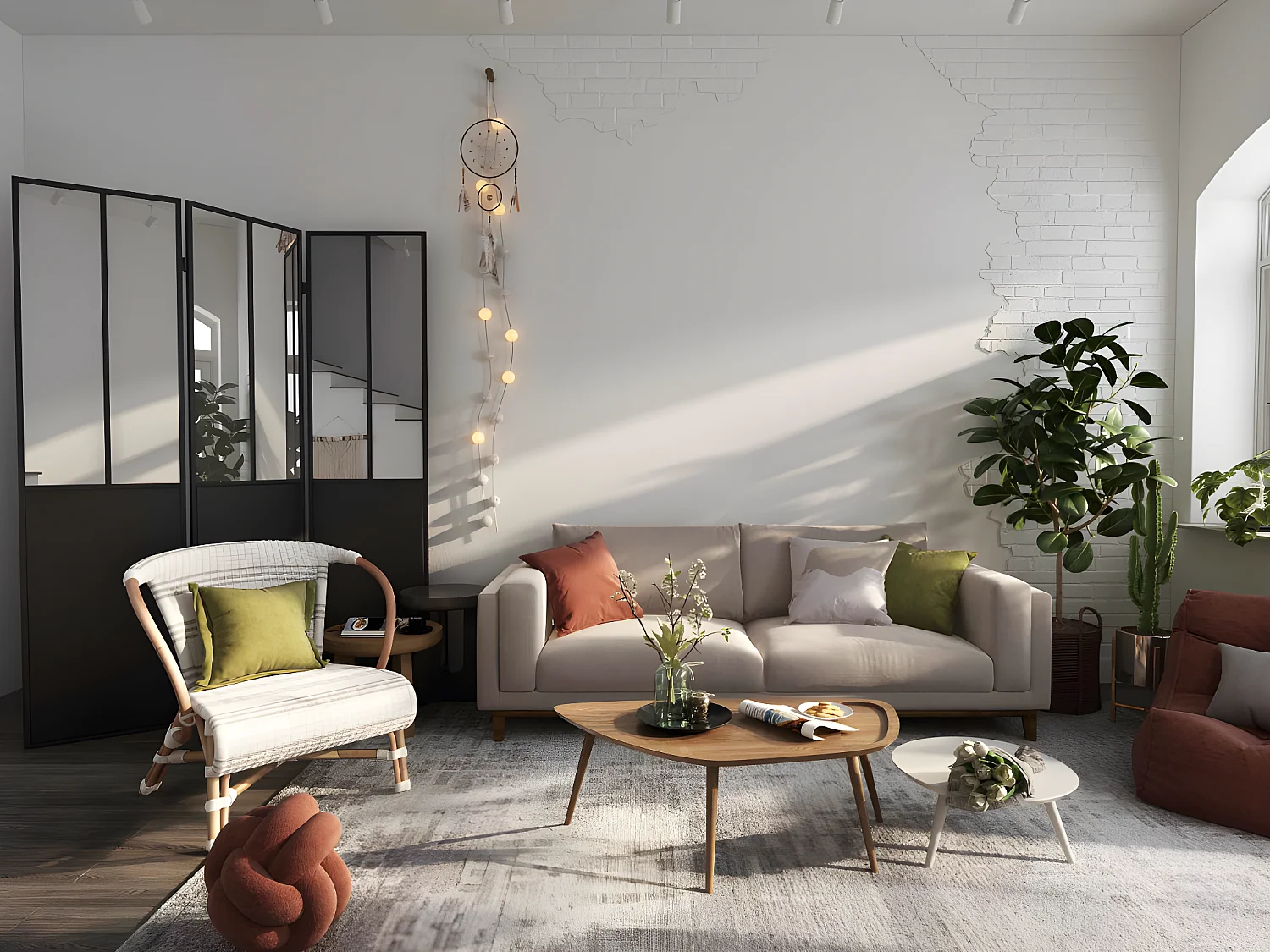 Paravent miroir atelier industriel 3 pans - Métal - H. 180 x L. 122 cm - Noir - COVENTRY