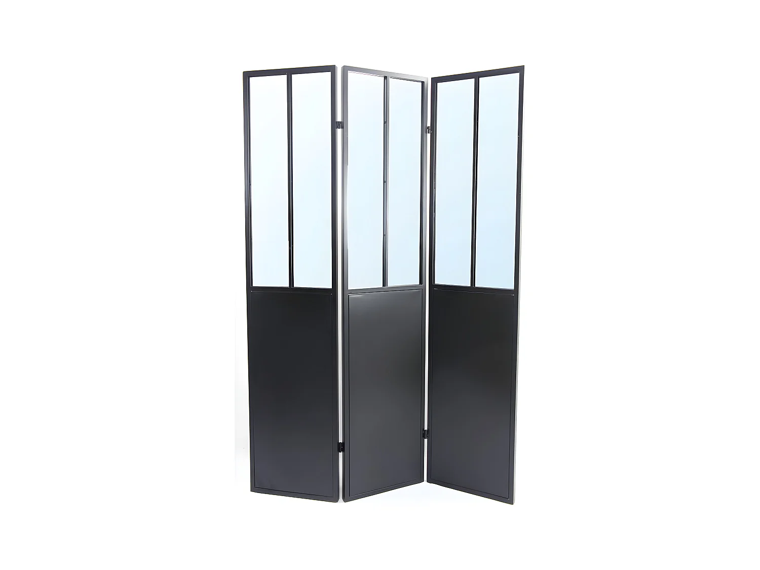 Biombo espejo atelier industrial COVENTRY - metal - Alt. 180 x Ancho 122 cm - Negro