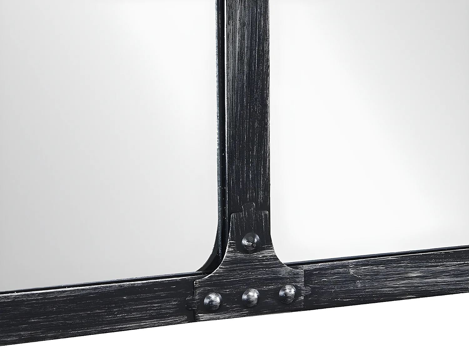 Miroir fenêtre industriel en métal - L. 140 x H. 75 cm - Noir - MAASTRICHT