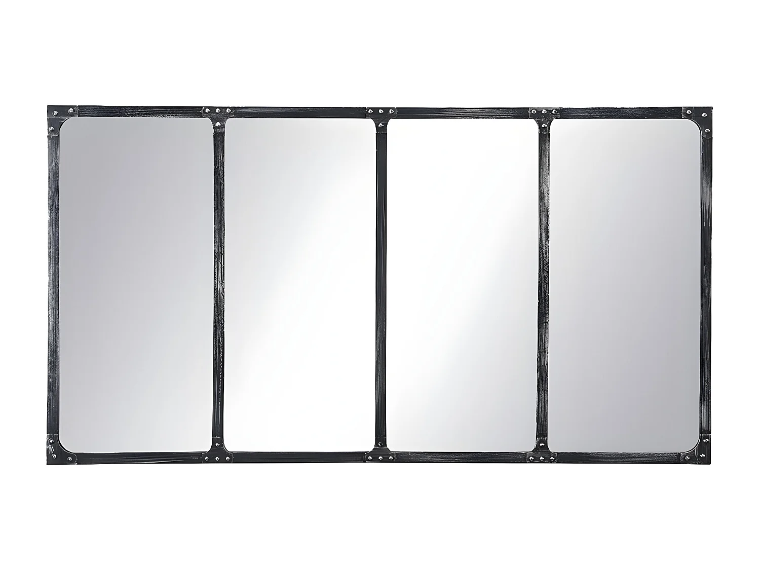 Miroir fenêtre industriel en métal - L. 140 x H. 75 cm - Noir - MAASTRICHT