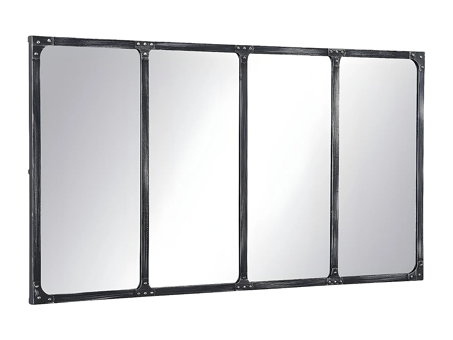 Miroir fenêtre industriel en métal - L. 140 x H. 75 cm - Noir - MAASTRICHT