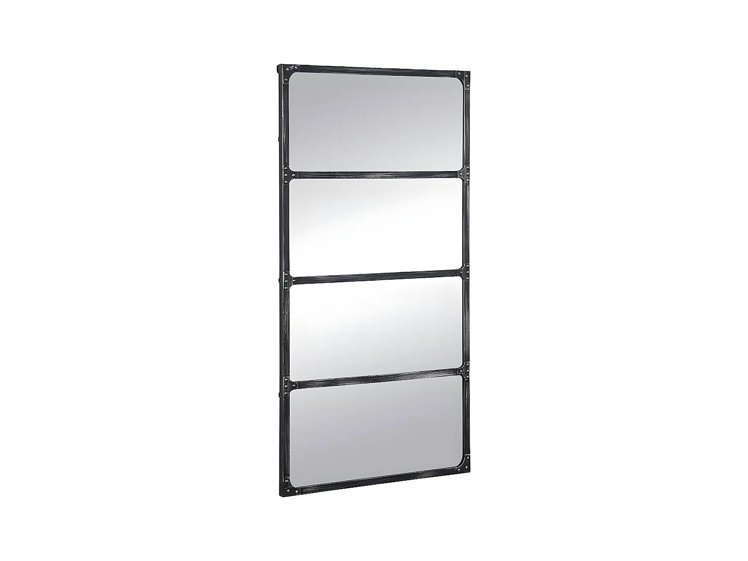 Espelho estilo janela industrial em ferro de C. 140 x A. 75 cm cor preto efeito envelhecido - MAASTRICHT