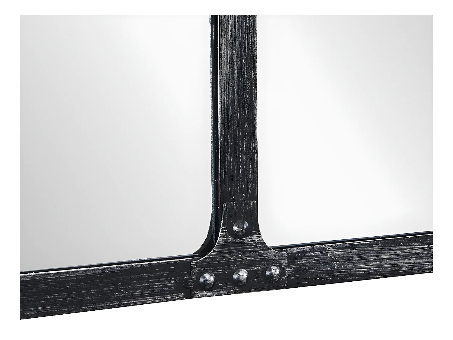 Espelho estilo janela industrial em ferro de C. 140 x A. 75 cm cor preto efeito envelhecido - MAASTRICHT