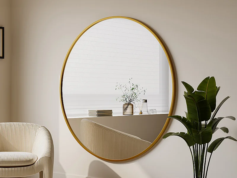 Großer Wandspiegel rund - Metall - 150 cm - Goldfarben - RONDIA