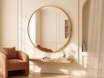 Grote ronde wandspiegel van metaal - D150 cm - Goudkleurig - RONDIA