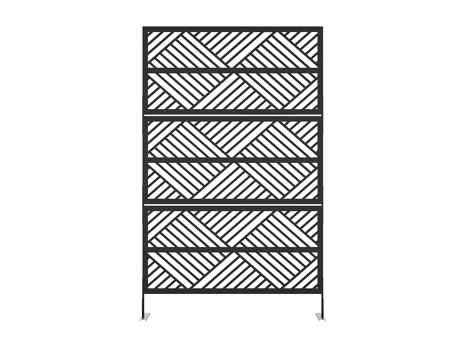 Paravent d'extérieur design géométrique ajouré en métal - L117 x H190 cm - Noir - MONDRILI