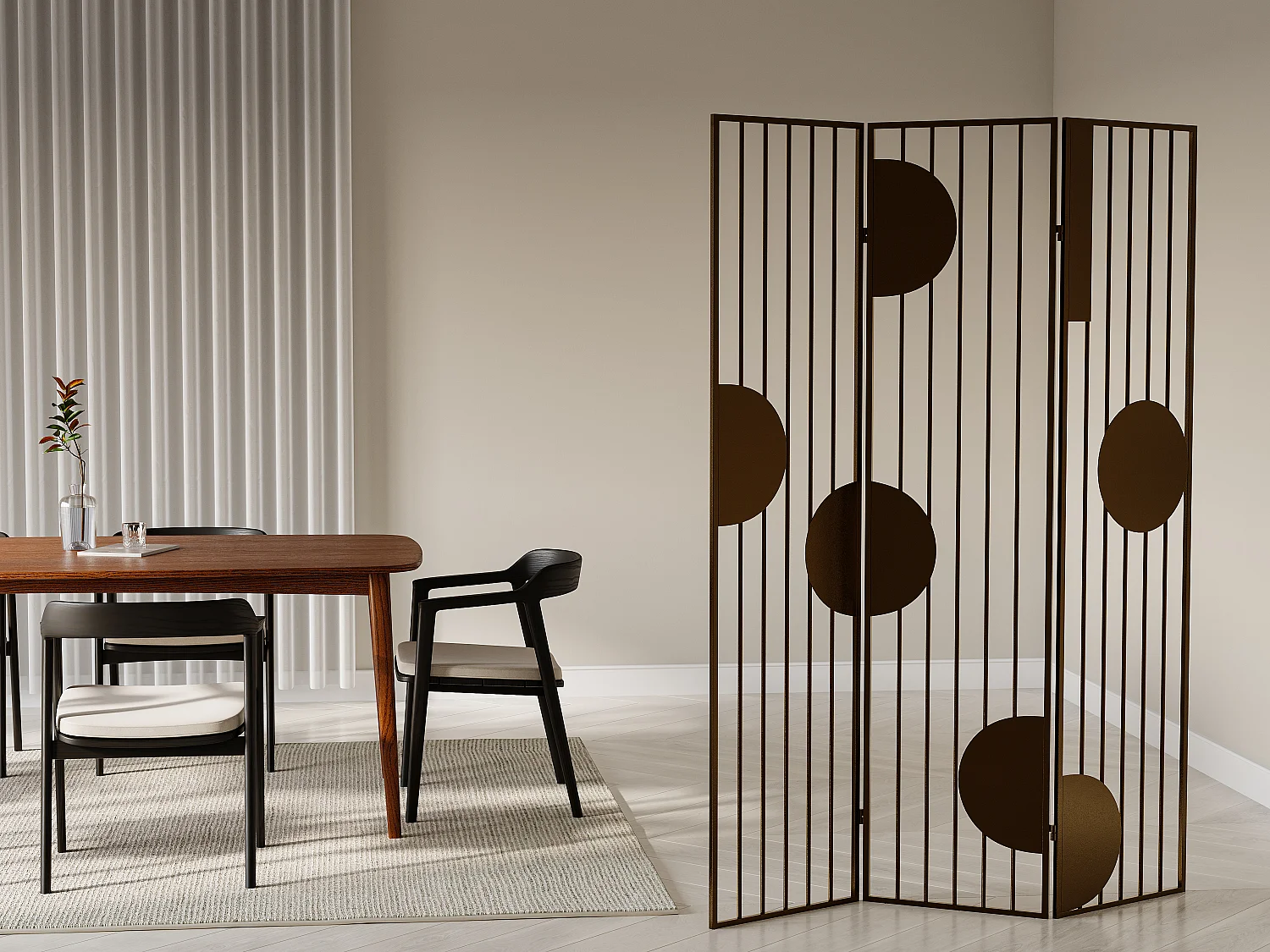 Paravent ajouré design en métal 3 pans - L. 123 x H. 180 cm - Doré - KANDY