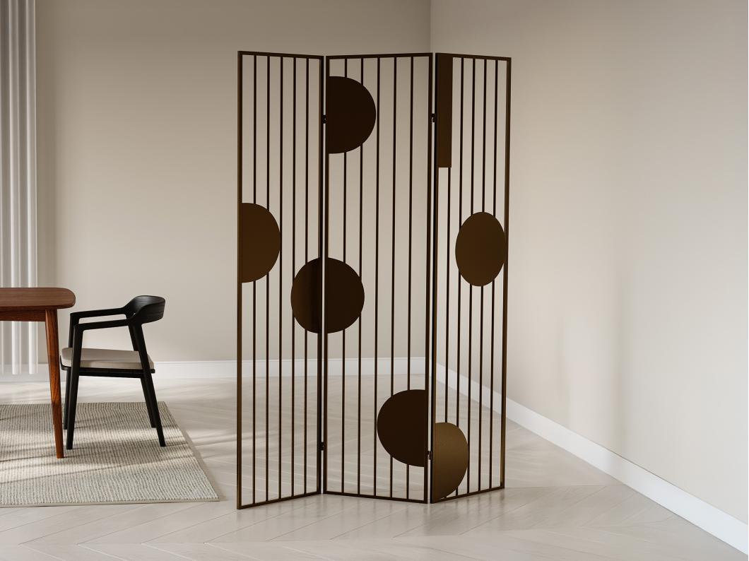 Biombo de metal de 3 hojas - L. 123 x Alt. 180 cm - Dorado - KANDY