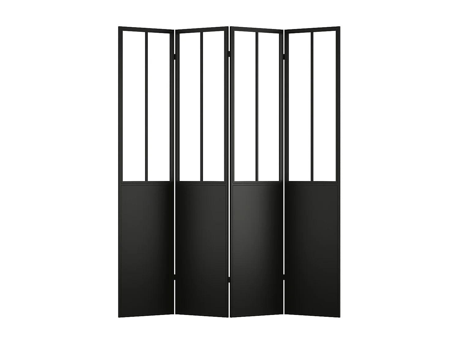 Kamerscherm met industriële werkplaatsstijl van metaal met 4 luiken - L160 x H178 cm - Zwart - KALEVI