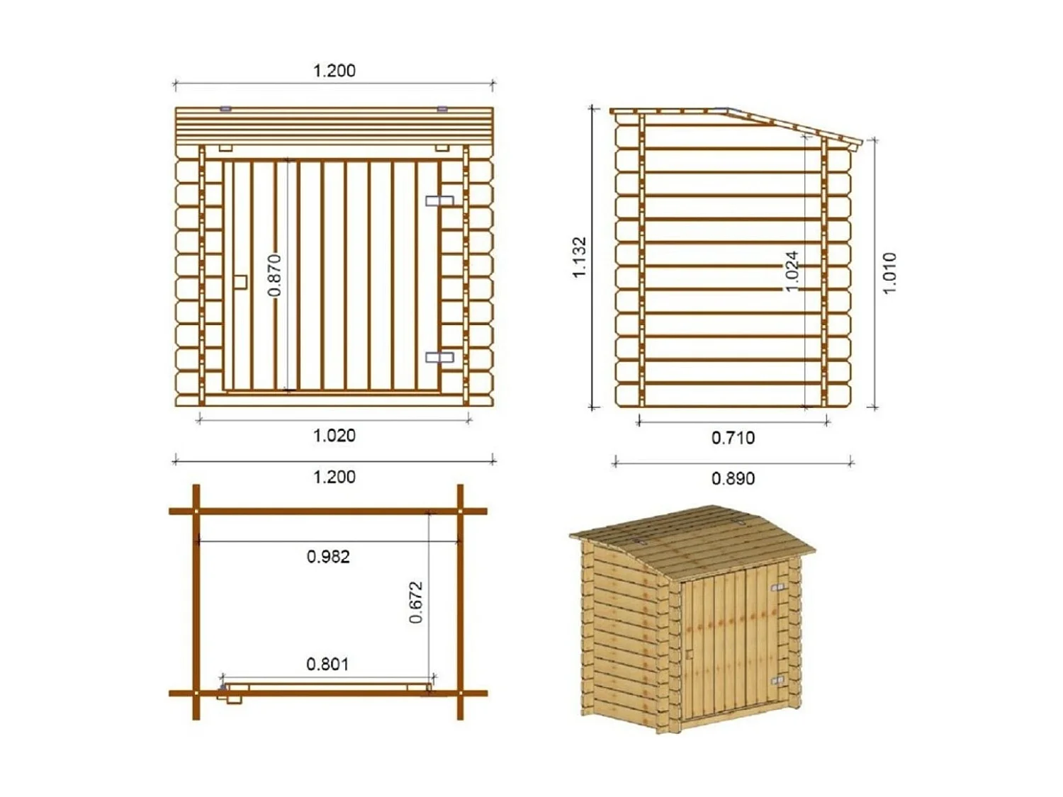 Armadietto da giardino per piscina per attrezzature 1.2x0.89 m H.1.13 m - Impregnato - SZA7 - ALTANKA