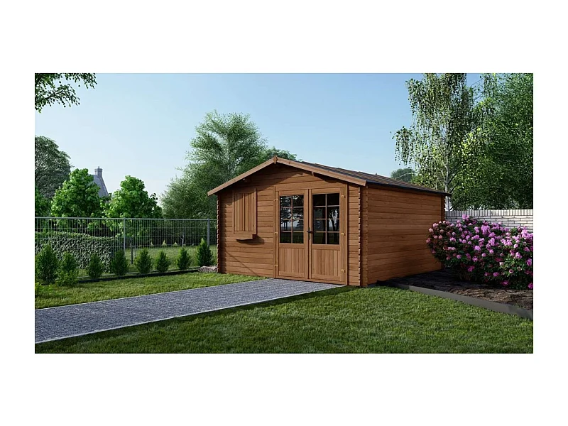 Casetta da giardino in legno - 16.00m2 - 4.00x4.00m - impregnata - 28mm - colore: marrone - DOM181 - ALTANKA