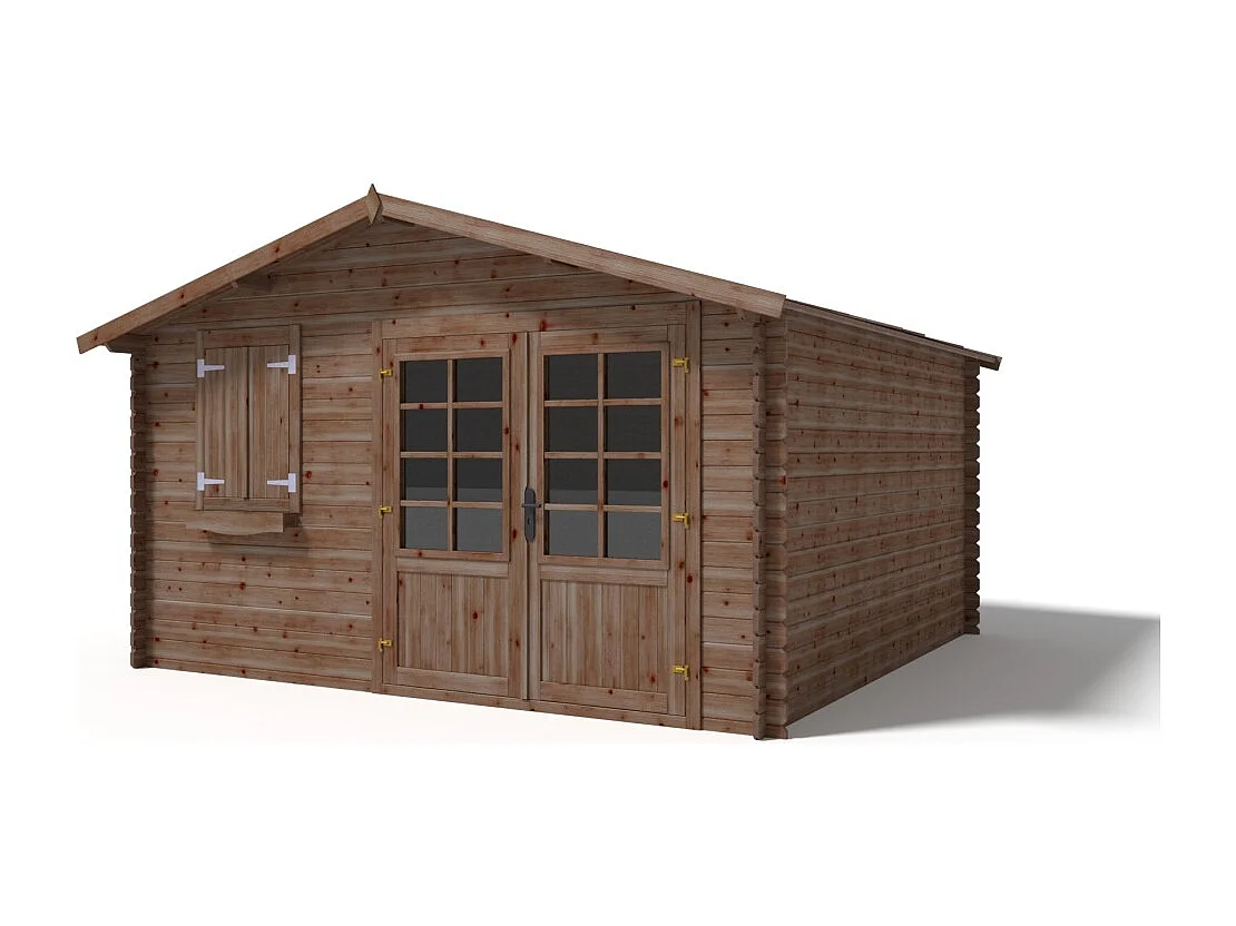 Abri de jardin en bois - 16m2 - 4x4m - Traité - Ep. 28mm - Couleur: marron - DOM181 - ALTANKA