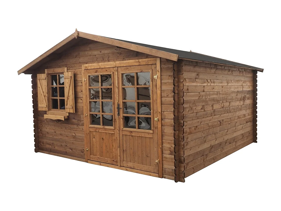 Abri de jardin en bois - 16m2 - 4x4m - Traité - Ep. 28mm - Couleur: marron - DOM181 - ALTANKA