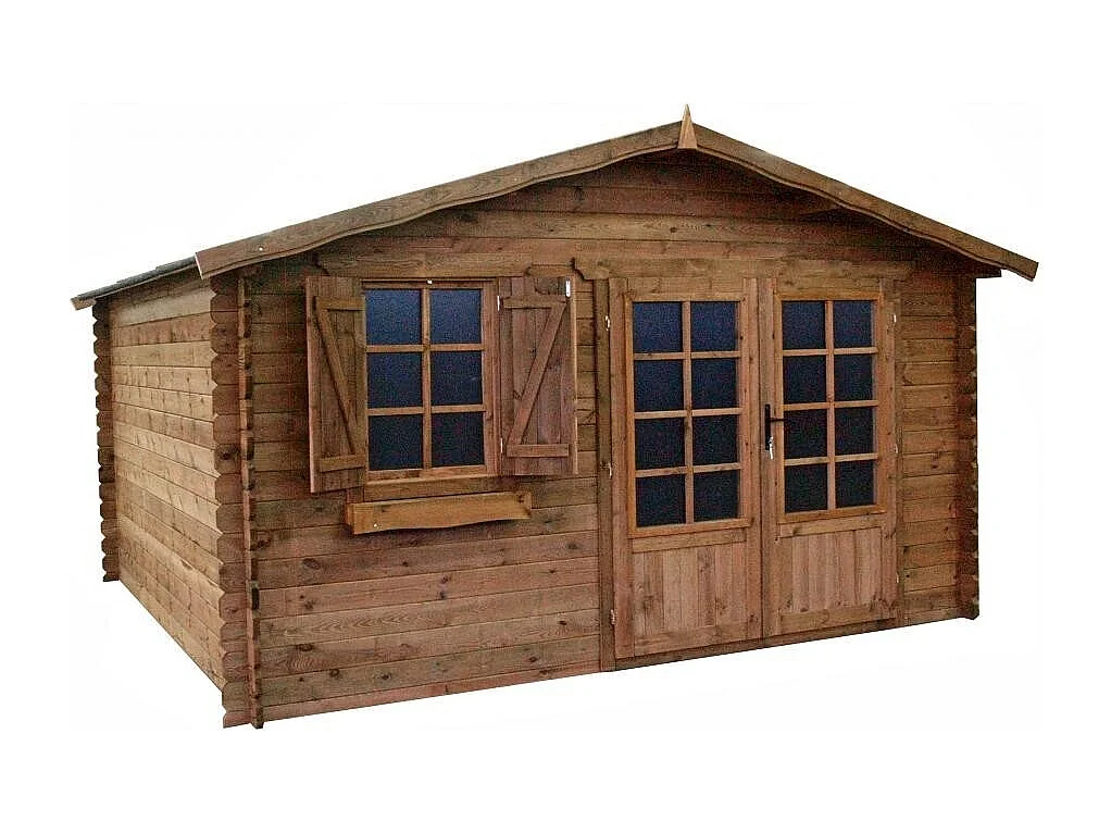 Abri de jardin en bois - 16m2 - 4x4m - Traité - Ep. 28mm - Couleur: marron - DOM181 - ALTANKA