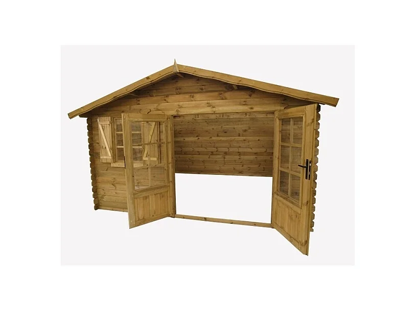Abri de jardin en bois - 16m2 - 4x4m - Traité - Ep. 28mm - Couleur: marron - DOM181 - ALTANKA