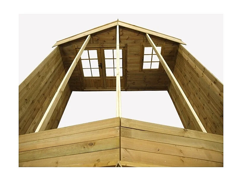 Abri de jardin en bois - 16m2 - 4x4m - Traité - Ep. 28mm - Couleur: marron - DOM181 - ALTANKA