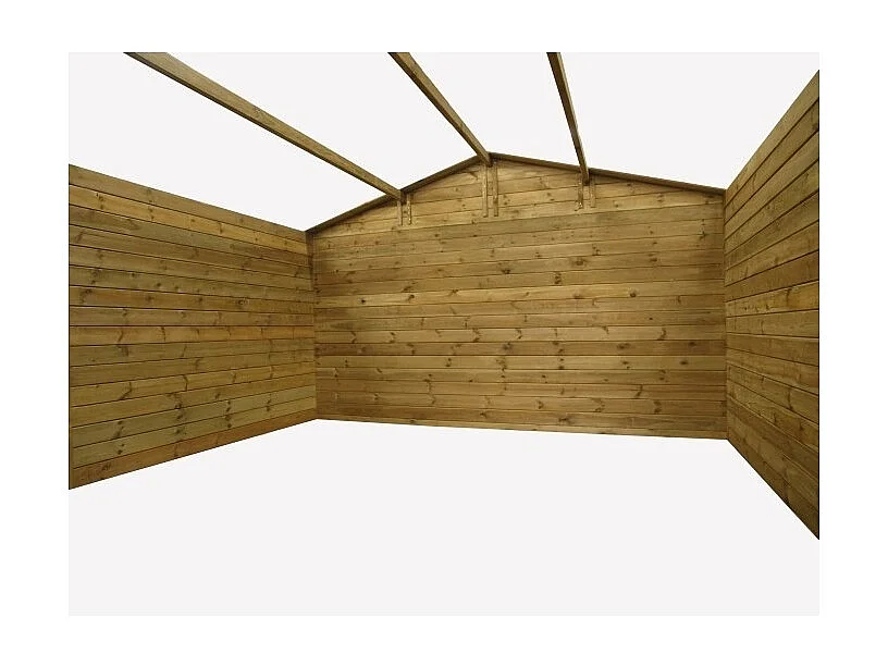 Abri de jardin en bois - 16m2 - 4x4m - Traité - Ep. 28mm - Couleur: marron - DOM181 - ALTANKA