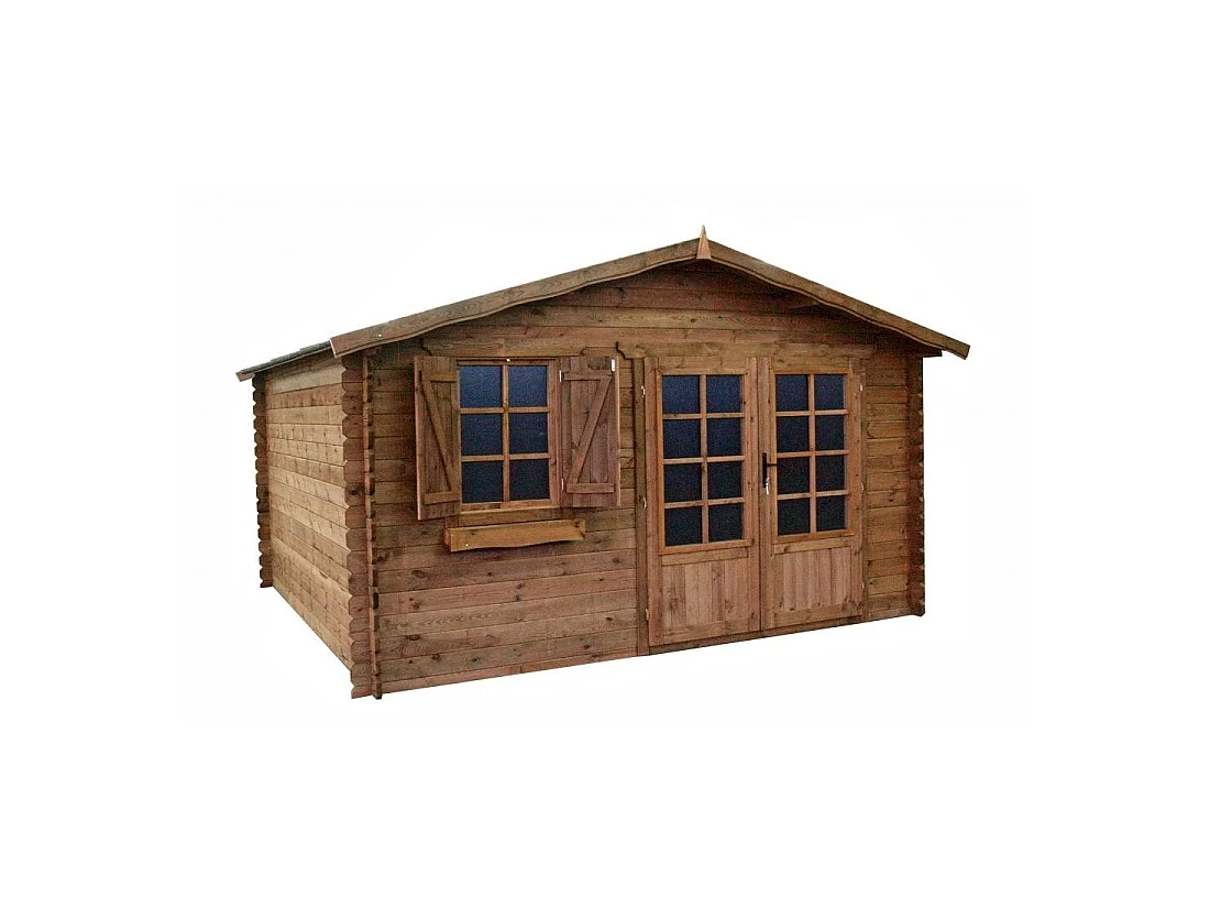Abri de jardin en bois - 16m2 - 4x4m - Traité - Ep. 28mm - Couleur: marron - DOM181 - ALTANKA