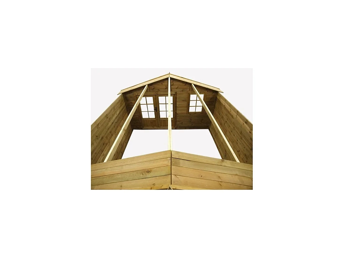 Abri de jardin en bois - 16m2 - 4x4m - Traité - Ep. 28mm - Couleur: marron - DOM181 - ALTANKA
