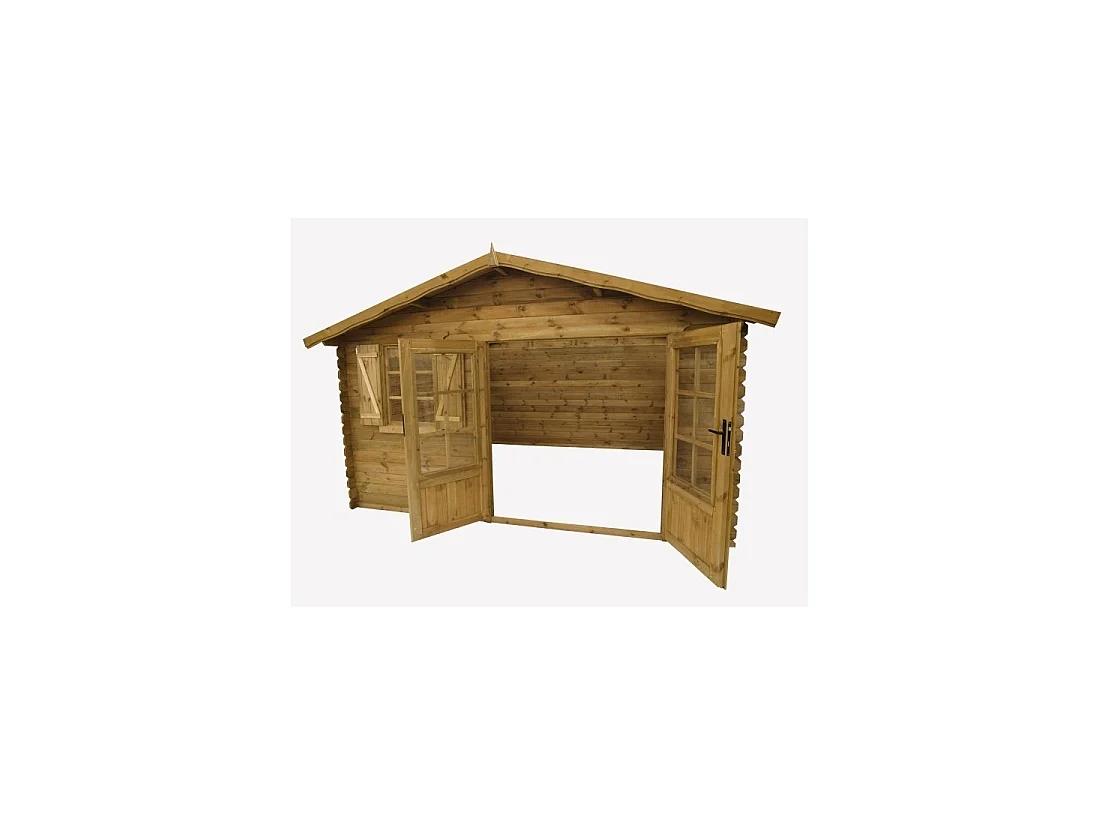 Abri de jardin en bois - 16m2 - 4x4m - Traité - Ep. 28mm - Couleur: marron - DOM181 - ALTANKA
